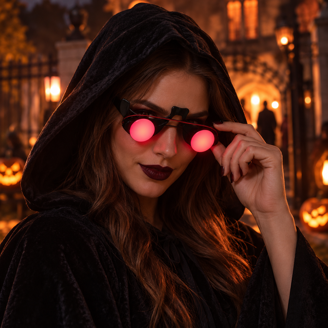 Glow in the Dark Red Eye Halloween Horror Glasses Prop