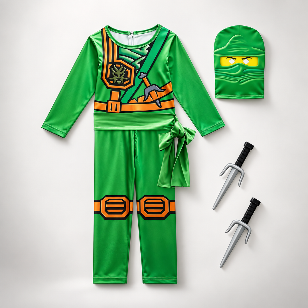 Boys Ninja Warrior Costume Set with Sai Weapons Halloween Dress Up