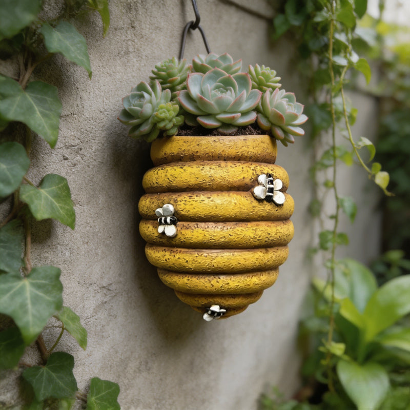 3D Beehive Shaped Wall-Mounted Resin Planter Hanging Flower Pot for Garden