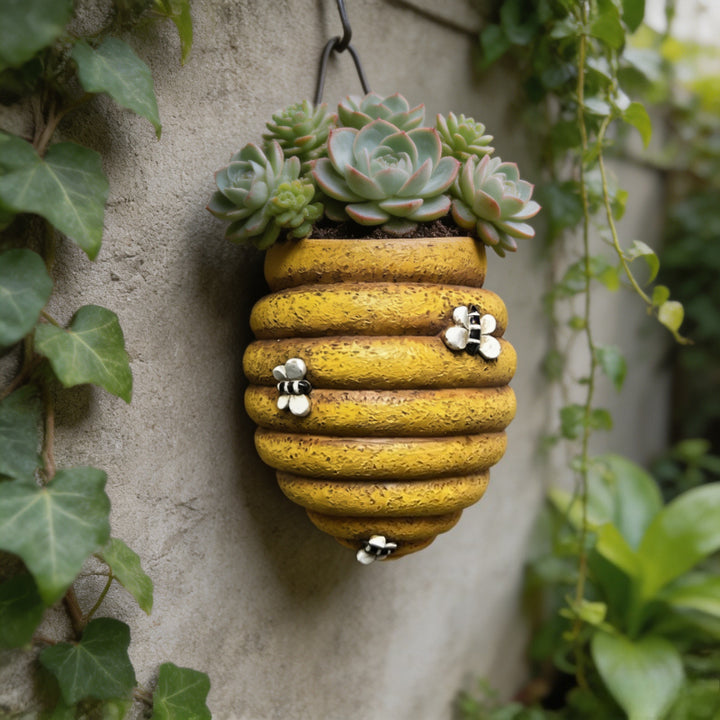 3D Beehive Shaped Wall-Mounted Resin Planter Hanging Flower Pot for Garden