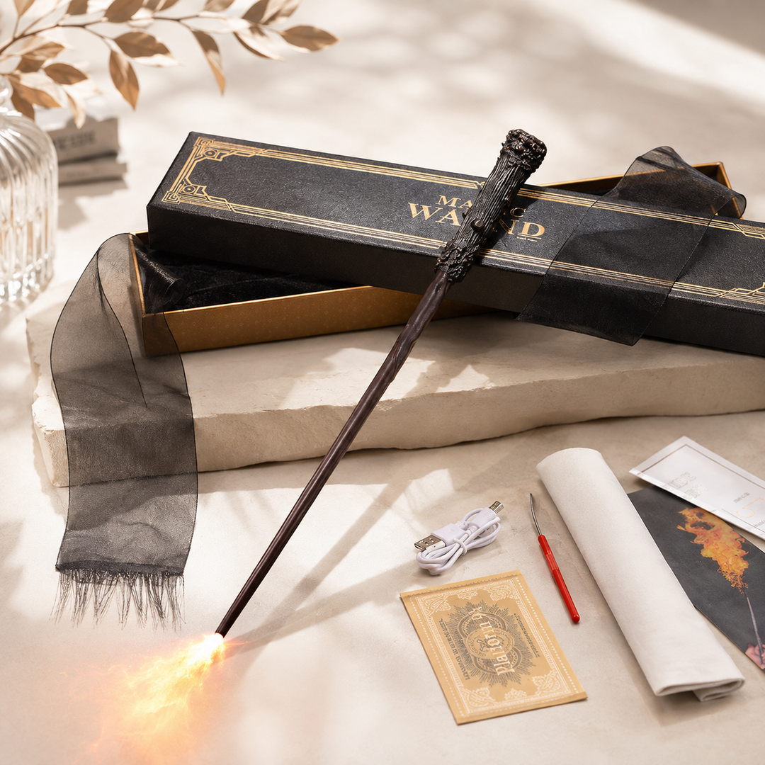 Halloween Magic Wand Wizard Prop with Flame Effect Tip