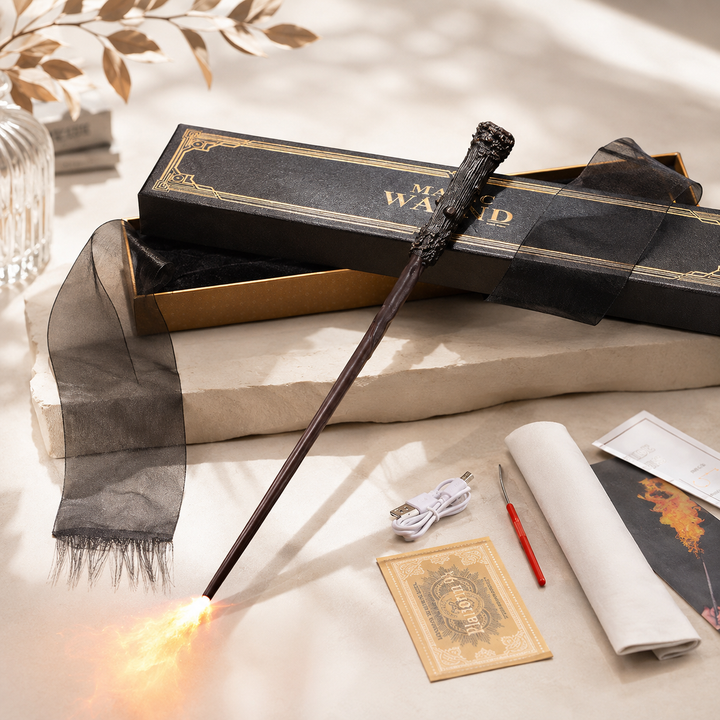Halloween Magic Wand Wizard Prop with Flame Effect Tip