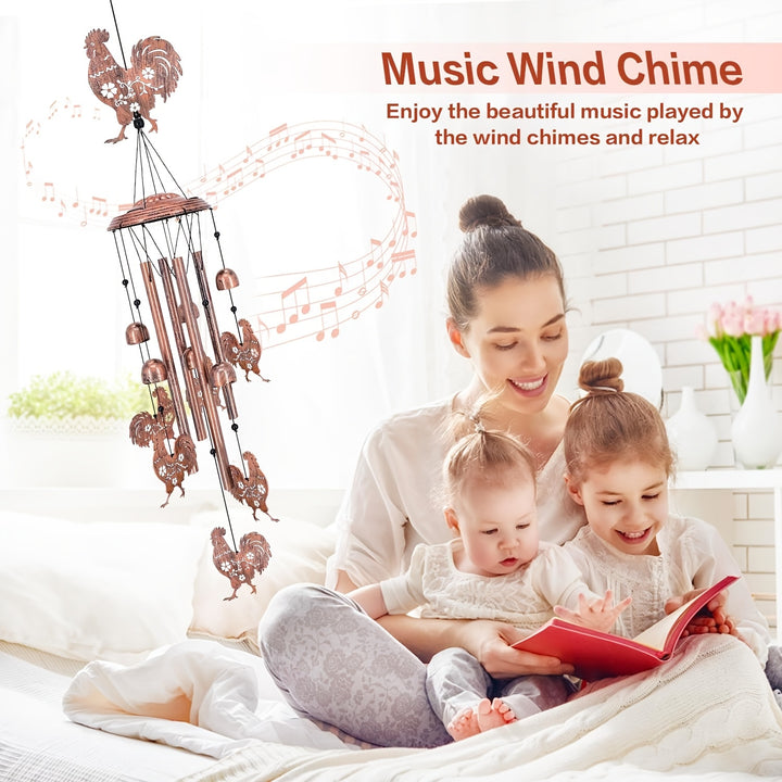 34 Inch Chicken Shaped Outdoor Indoor Wind Chime Garden Decoration