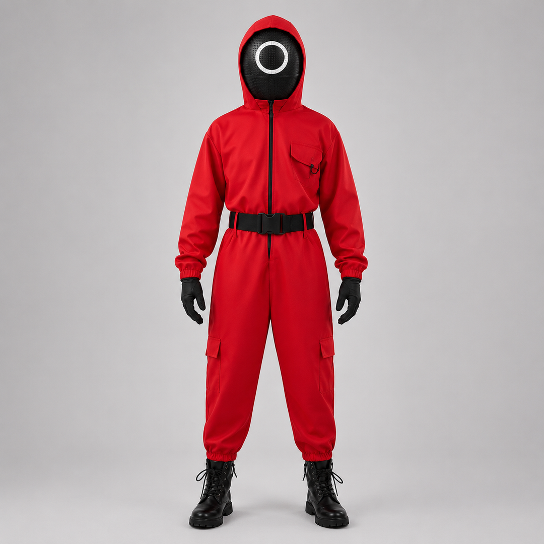 Squid Game Guard Costume with Mask Halloween Costume for Kids and Adults