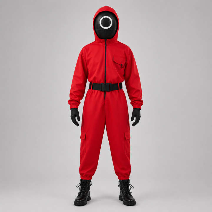 Squid Game Guard Costume with Mask Halloween Costume for Kids and Adults