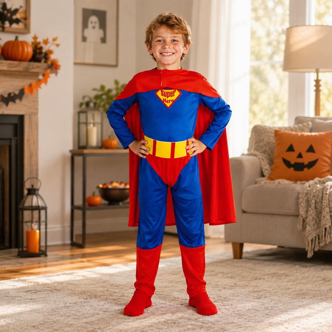 Girls Superhero Costume Dress with Cape Halloween Costume
