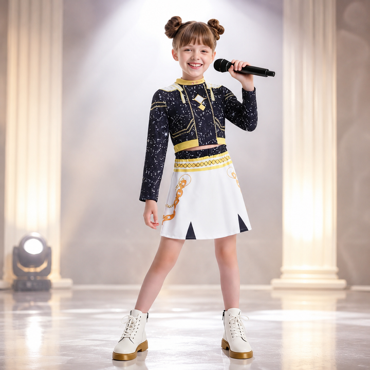 Girls Star Print Performance Dance Costume Set