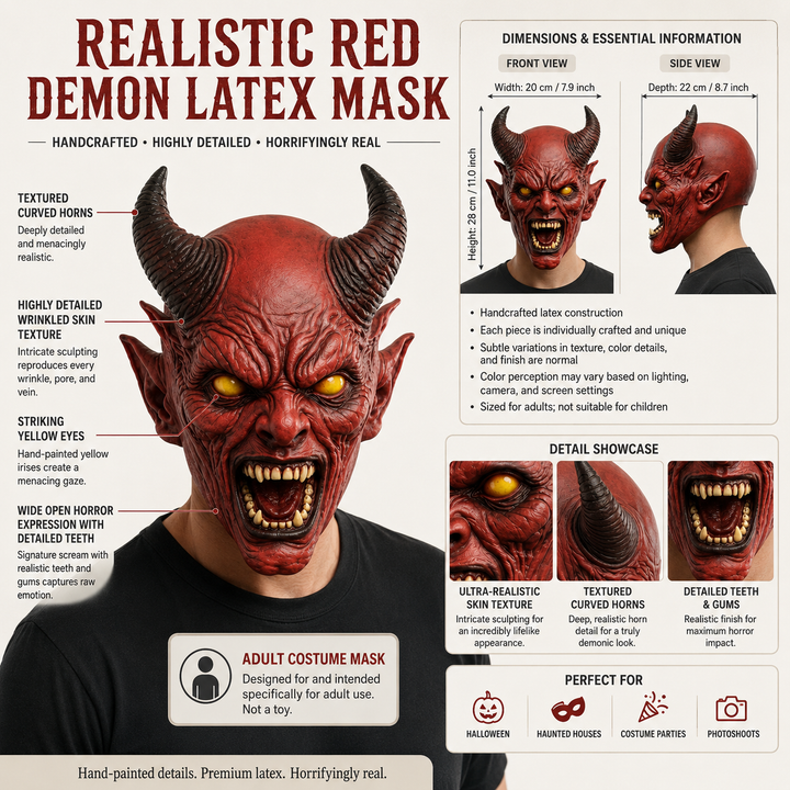 Latex Full Head Demon Mask Halloween Costume Accessory