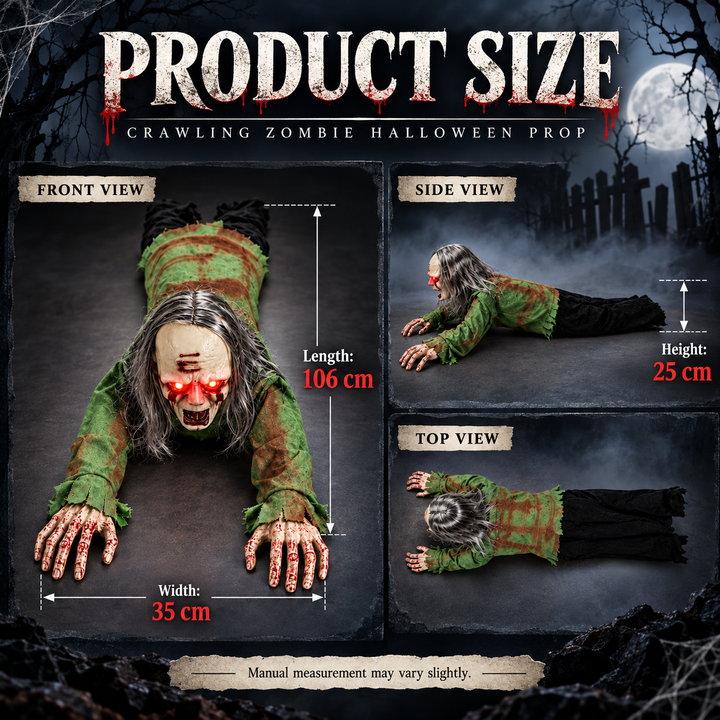 Crawling Zombie Prop with Light Up Eyes Sound Activated Halloween Decoration