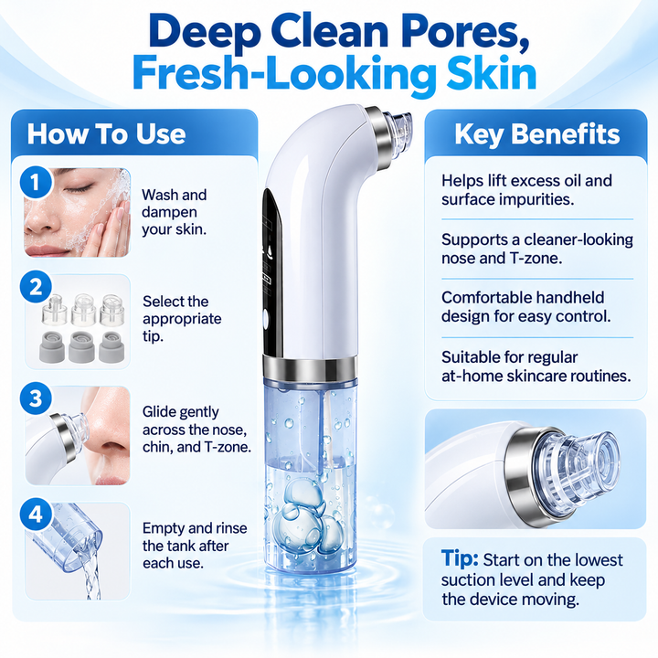 Blackhead Remover Vacuum Pore Cleaner Suction Blue Light Tool