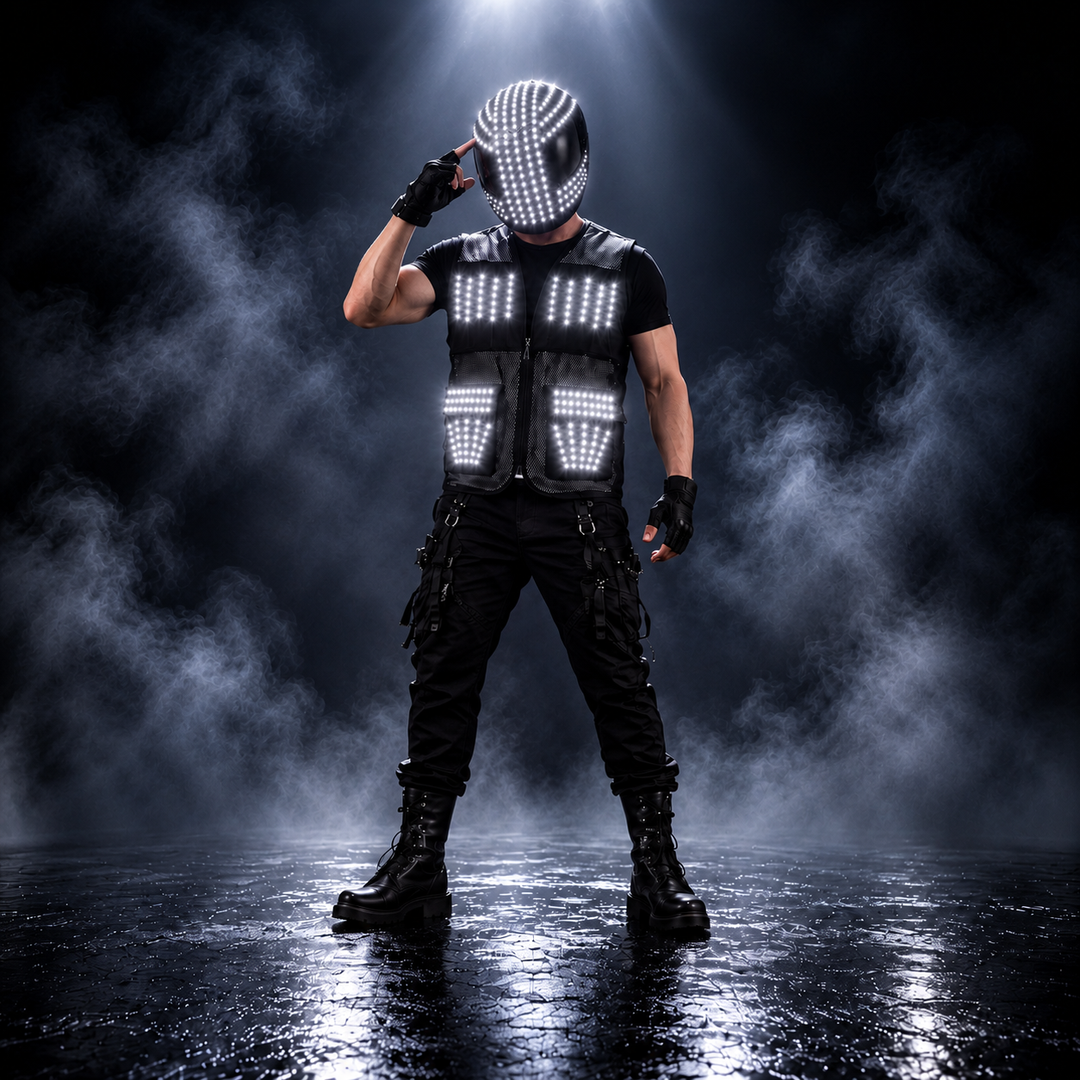 LED Helmet and Vest Set for Stage Performance