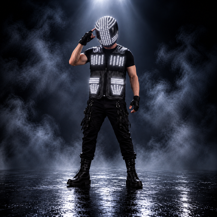 LED Helmet and Vest Set for Stage Performance
