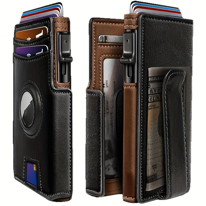 Metal RFID Wallet with Automatic Pop-Up and Airtag Slot