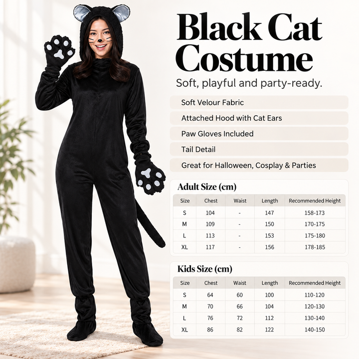 Couples Halloween Cat Bodysuit Costume Family Cosplay Set