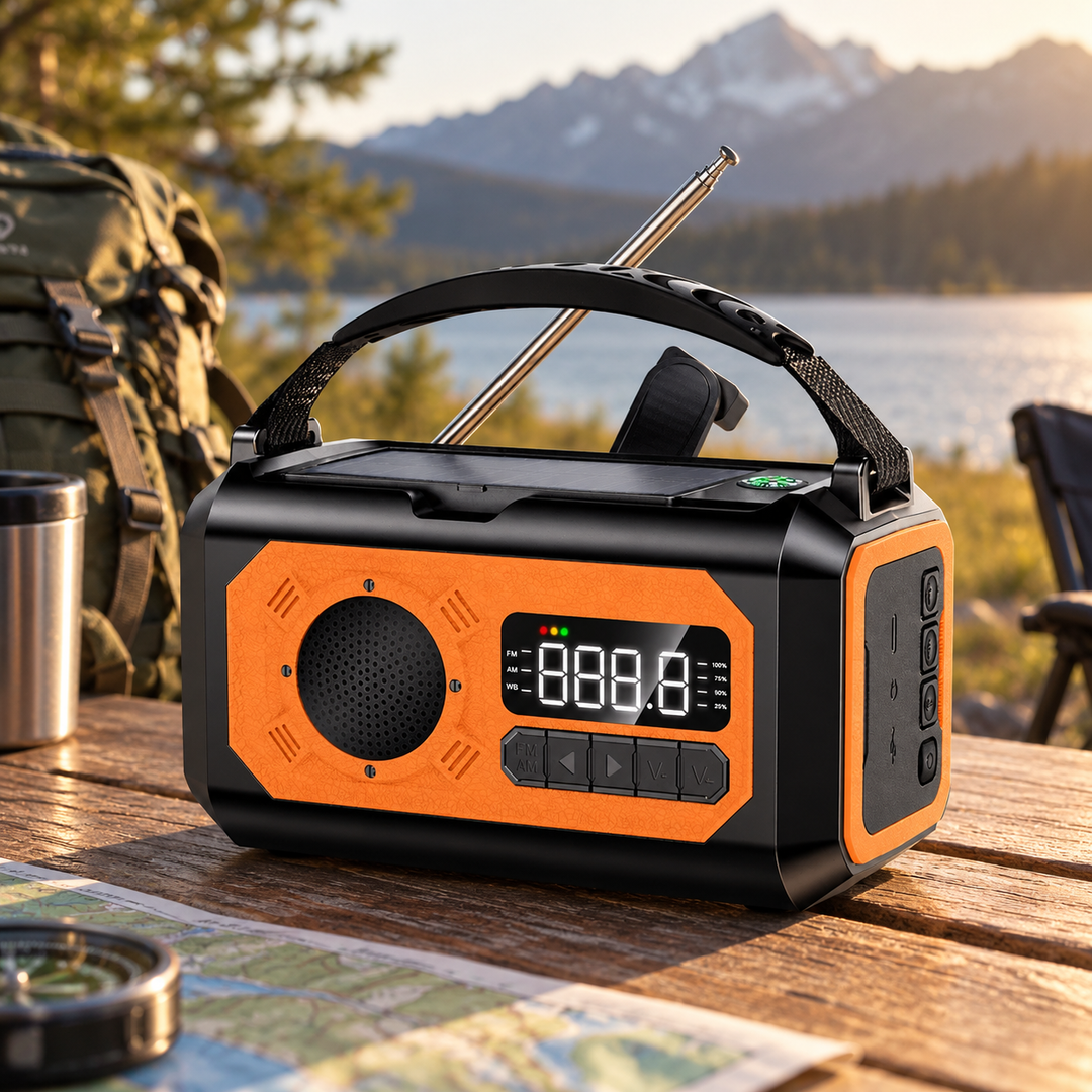 Emergency Weather Radio 12000mAh Digital Display Solar Hand Crank NOAA