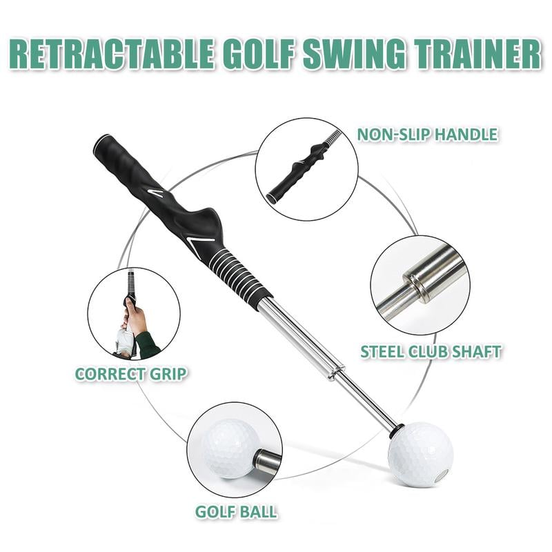 Golf Swing Trainer Aid with Grip Alignment Stick for Practice