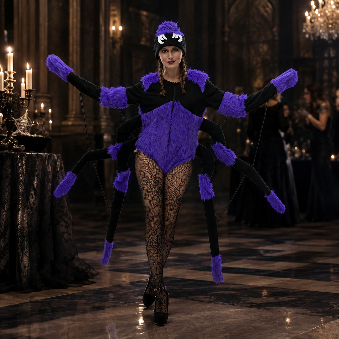 Spider Costume with 8 Legs and Hat for Women Halloween Outfit