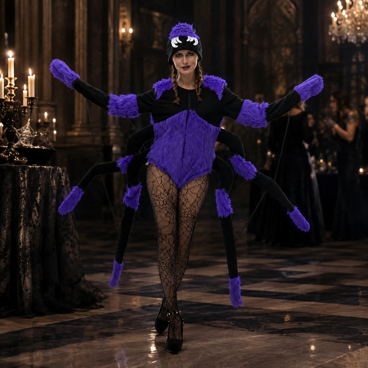 Spider Costume with 8 Legs and Hat for Women Halloween Outfit
