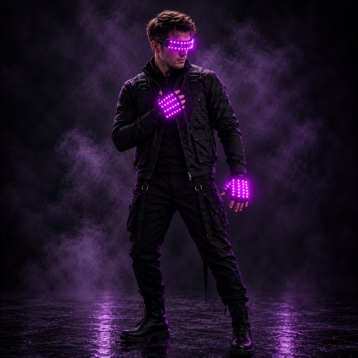 LED Light Up Gloves and Glasses Set Electronic Party Accessories
