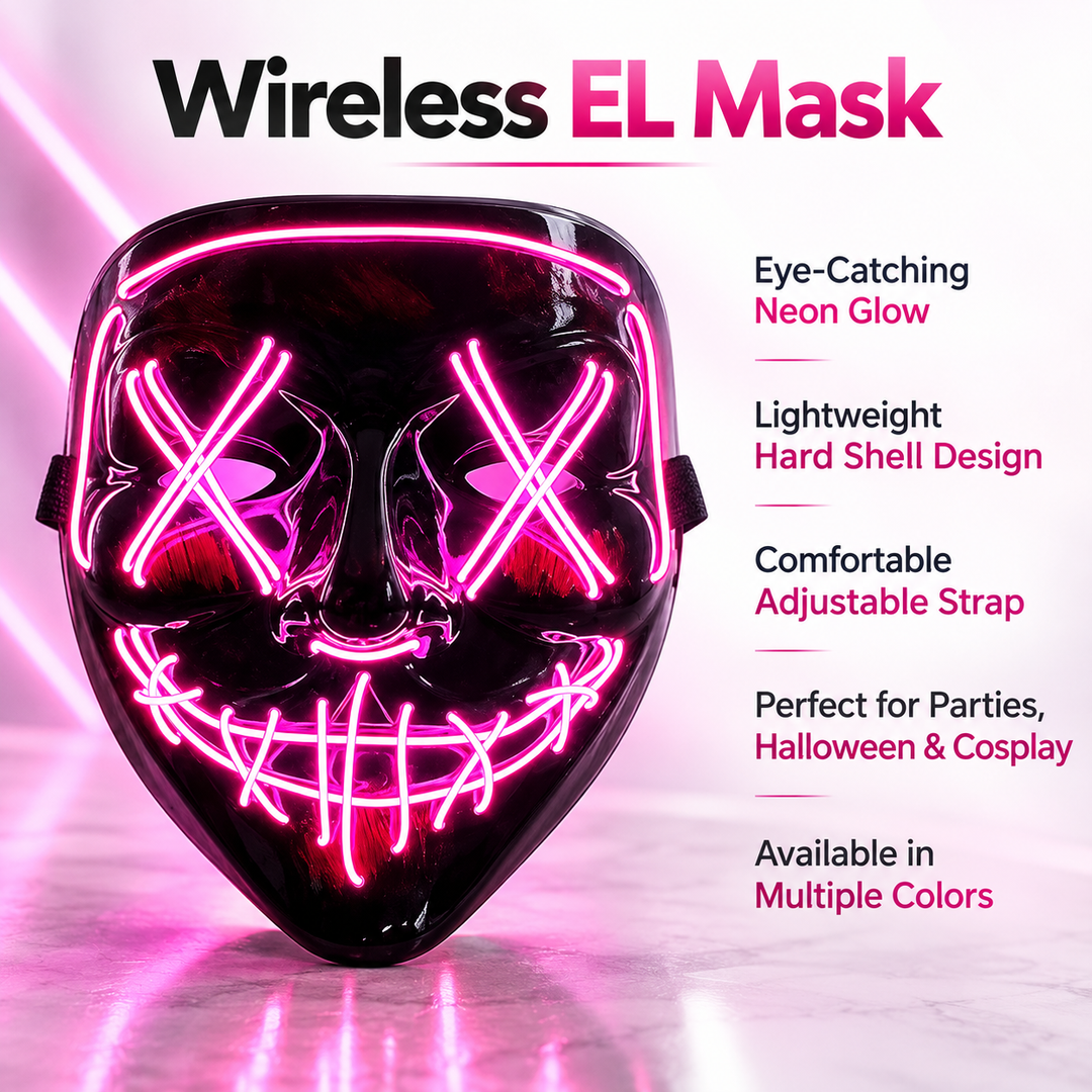 Wireless LED Purge Mask Neon Glow in the Dark Horror Mask