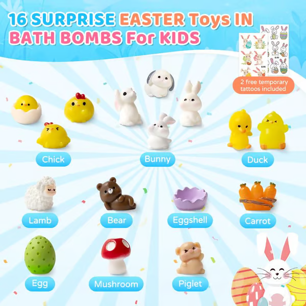 Bunny Shaped Surprise Bath Bombs for Kids Pack