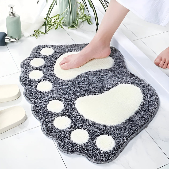 Paw Print Bath Mat Rectangular Non-Slip Bathroom Floor Rug