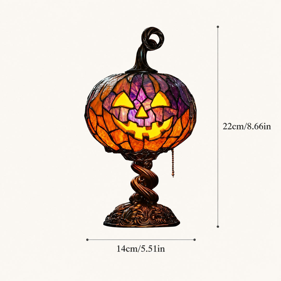 Stained Glass Pumpkin Table Lamp Halloween Light Decoration