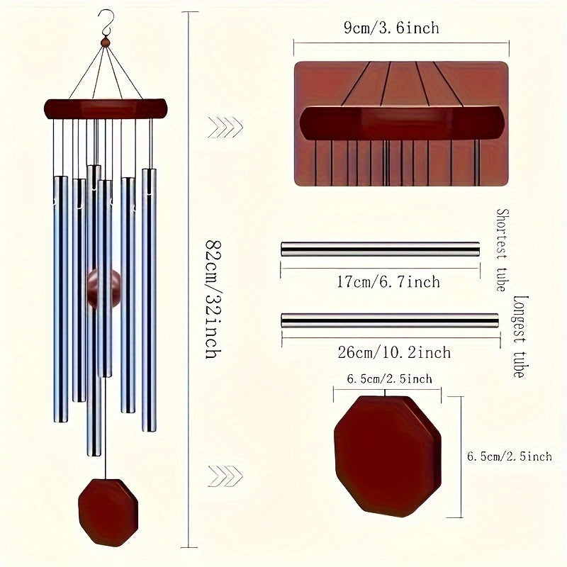 Outdoor Wind Chime Large Deep Tone with 6 Tuned Pipes Sympathy Wind Chime