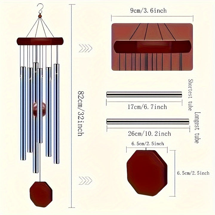 Outdoor Wind Chime Large Deep Tone with 6 Tuned Pipes Sympathy Wind Chime