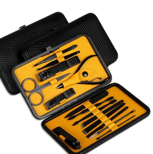 15 Piece Manicure Pedicure Grooming Kit with Travel Case