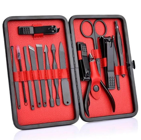 15 Piece Manicure Pedicure Grooming Kit with Travel Case