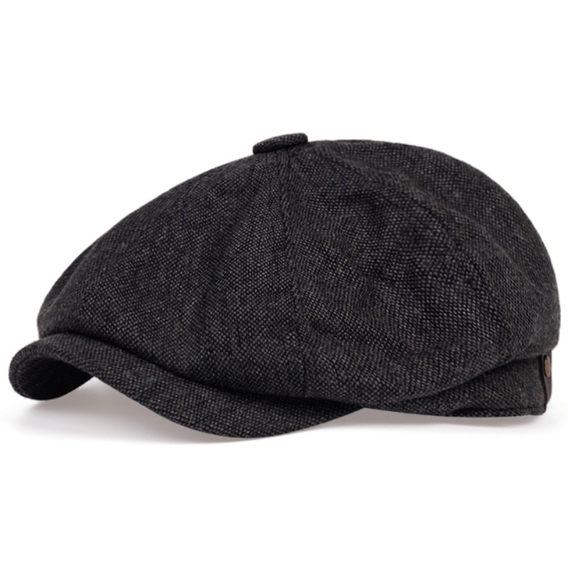 Eight Panel Herringbone Tweed Cap Casual Striped Hat