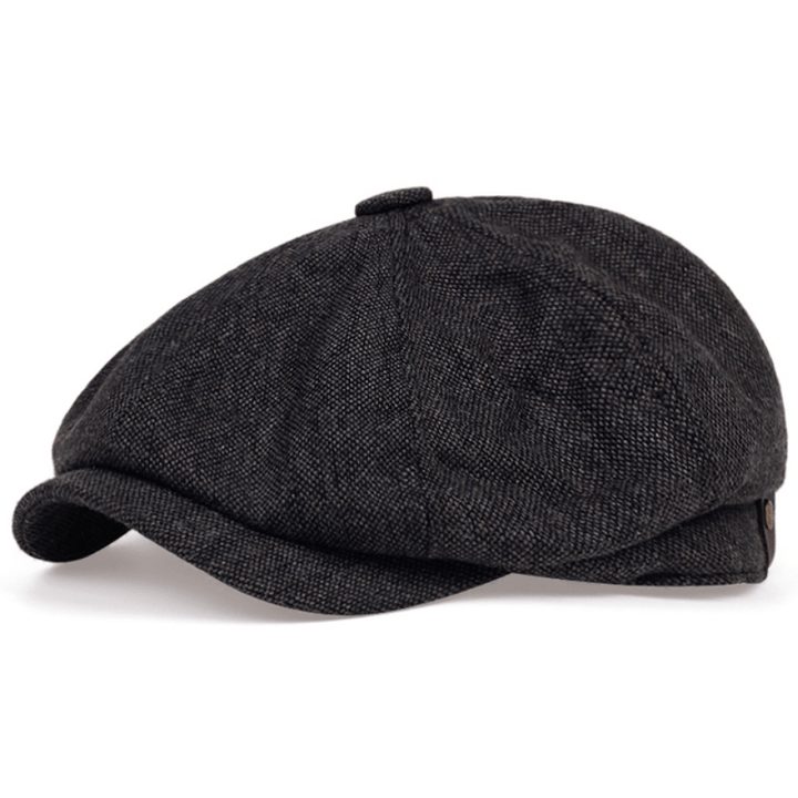 Eight Panel Herringbone Tweed Cap Casual Striped Hat
