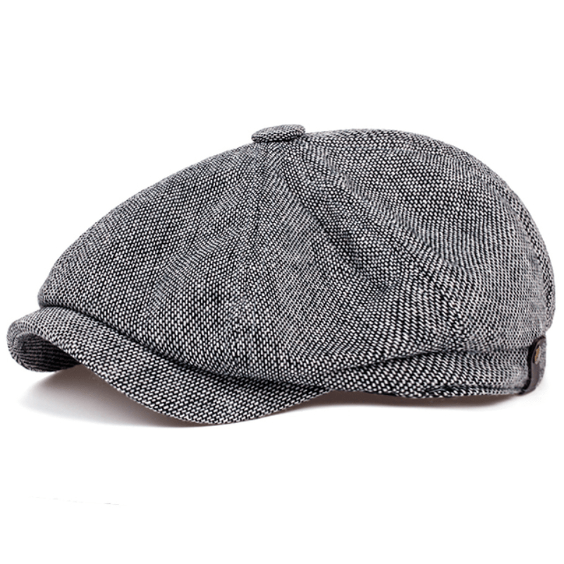 Eight Panel Herringbone Tweed Cap Casual Striped Hat