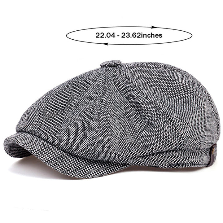 Eight Panel Herringbone Tweed Cap Casual Striped Hat