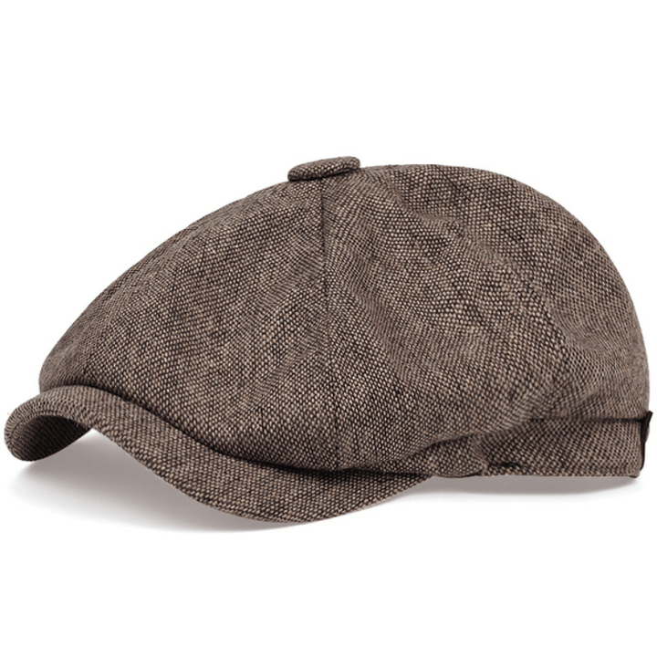 Eight Panel Herringbone Tweed Cap Casual Striped Hat
