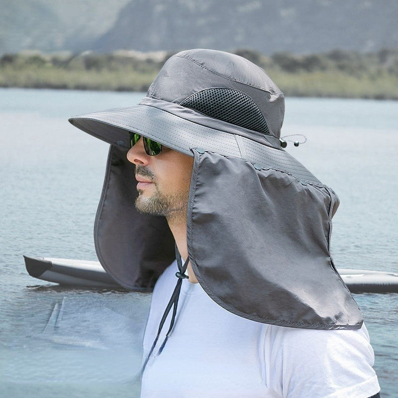 Wide Brim Bucket Hat with Neck Flap and Clip Buttons for Men and Women