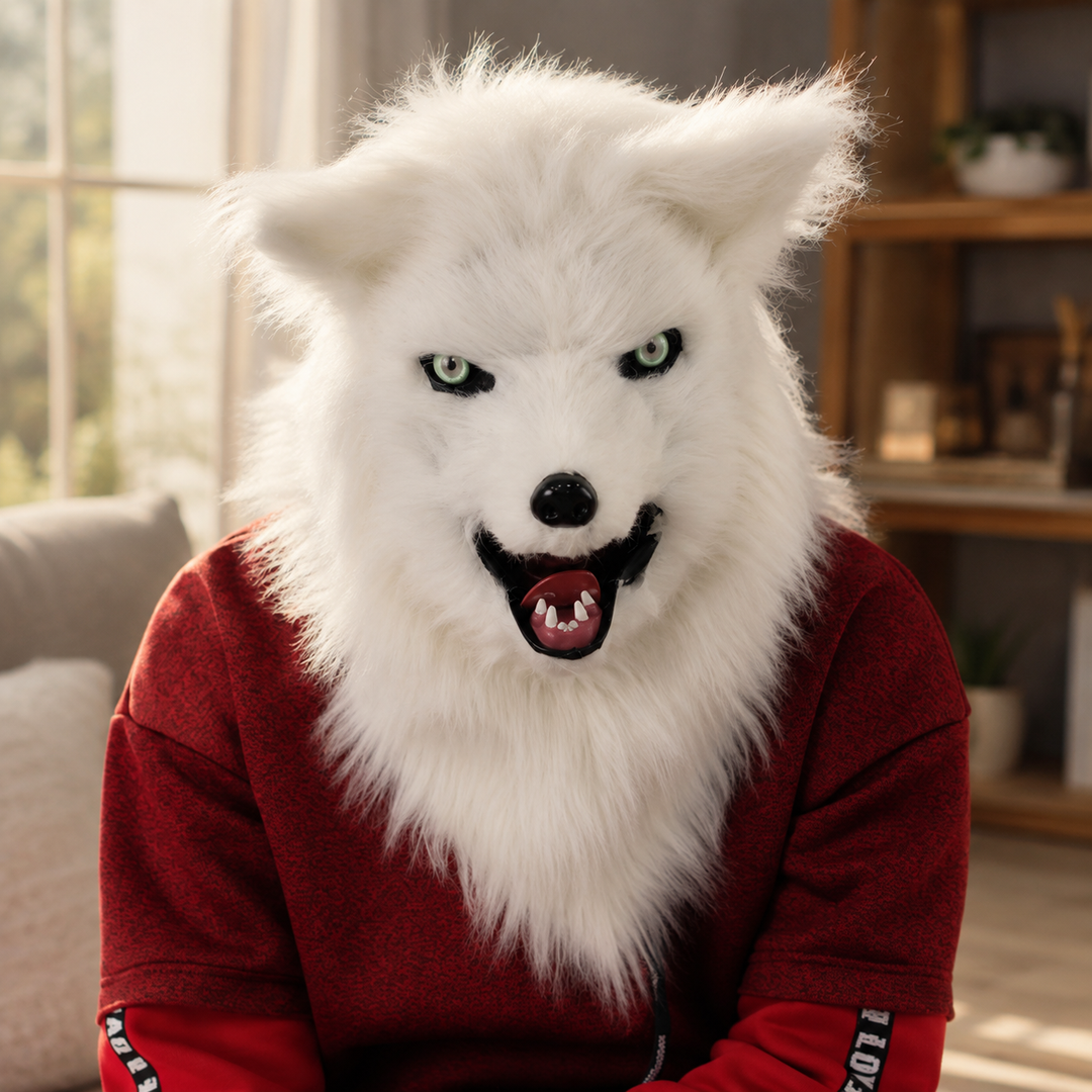 Fox Animal Head Mask with Moving Mouth for Halloween Costume