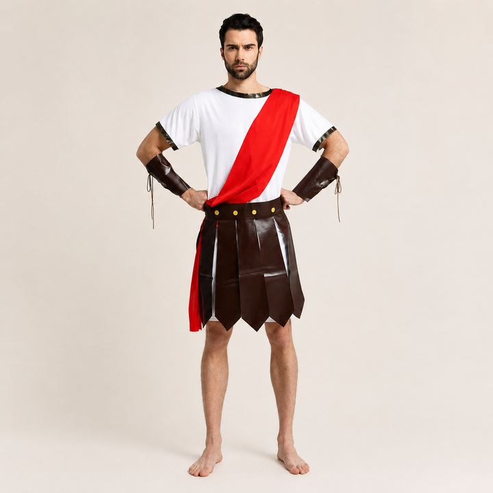 Roman Gladiator Warrior Costume with Cape for Men and Women