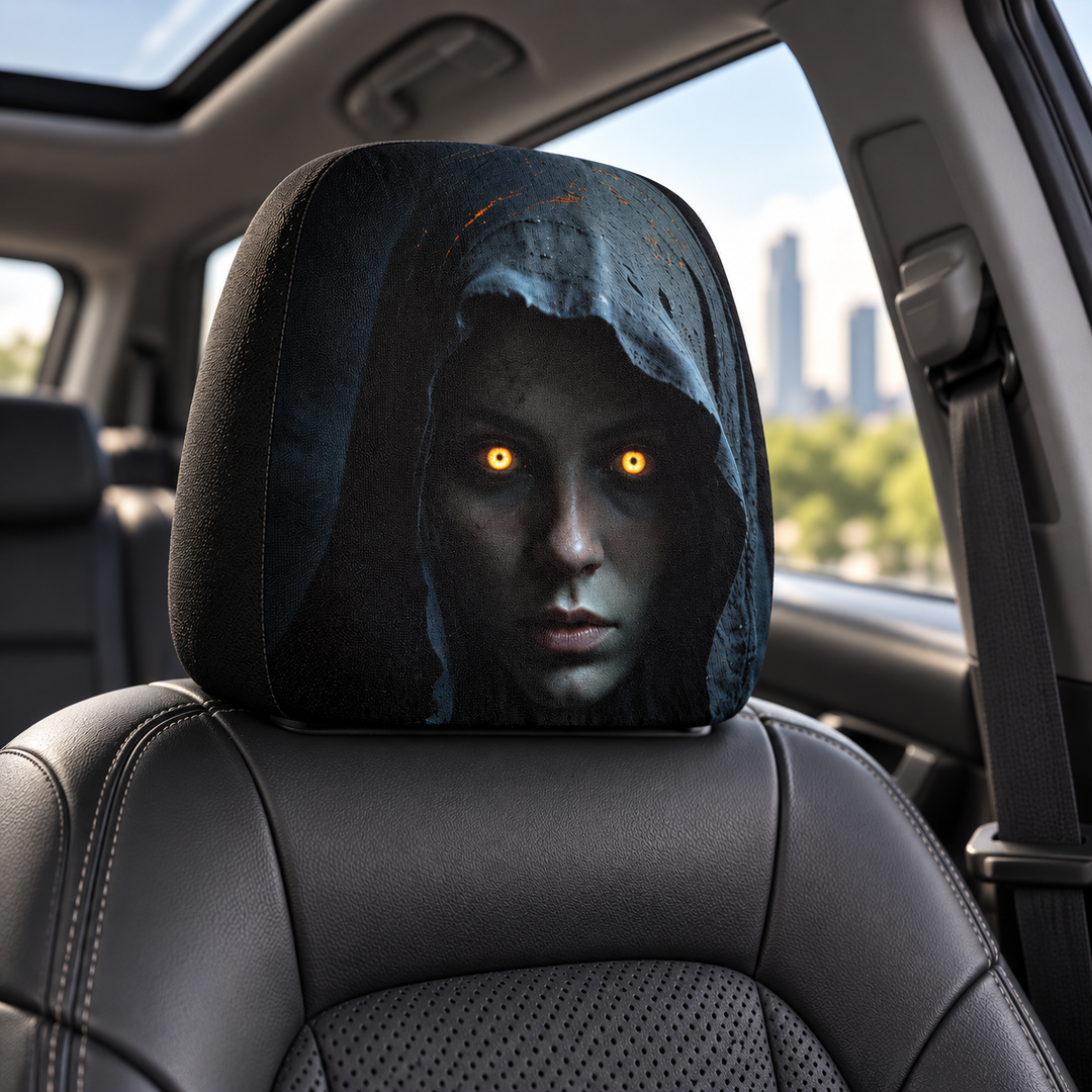 Car Headrest Covers Set 2 Pieces Flat Printed