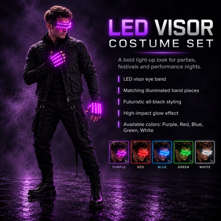 LED Light Up Gloves and Glasses Set Electronic Party Accessories
