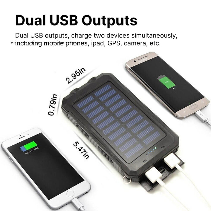 20000mAh Solar Power Bank Portable Waterproof Charger