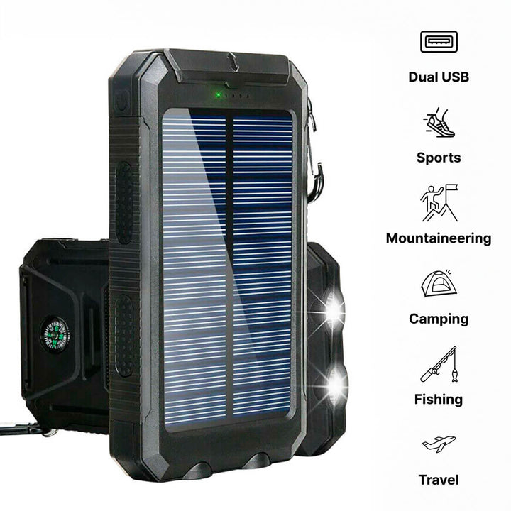 20000mAh Solar Power Bank Portable Waterproof Charger