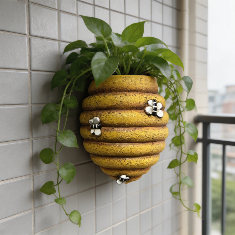 3D Beehive Shaped Wall-Mounted Resin Planter Hanging Flower Pot for Garden