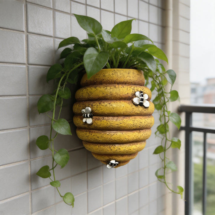 3D Beehive Shaped Wall-Mounted Resin Planter Hanging Flower Pot for Garden