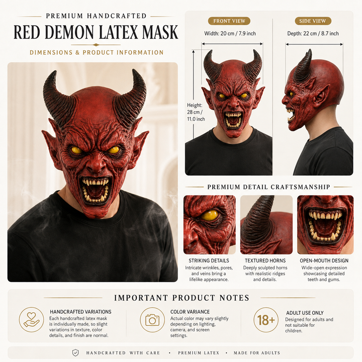 Latex Full Head Demon Mask Halloween Costume Accessory