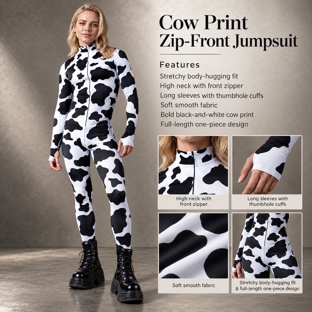 Couples Cow Print Zentai Suit Full Body Spandex Bodysuit Cosplay