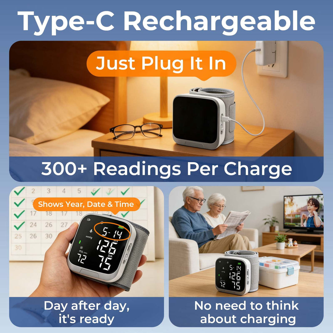 Automatic Wrist Blood Pressure Monitor Rechargeable