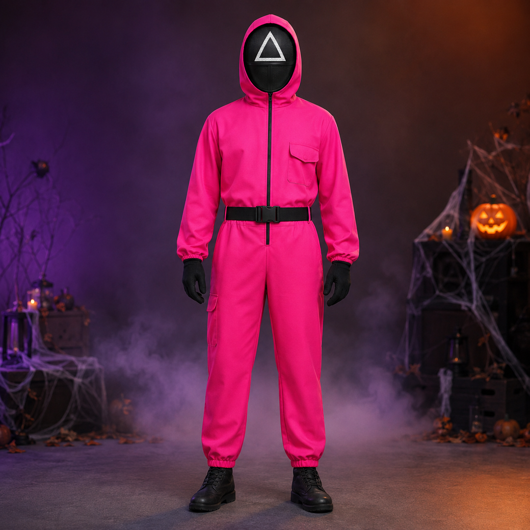 Adult Jumpsuit Costume with Mask Halloween Cosplay Set Squid Game Guard