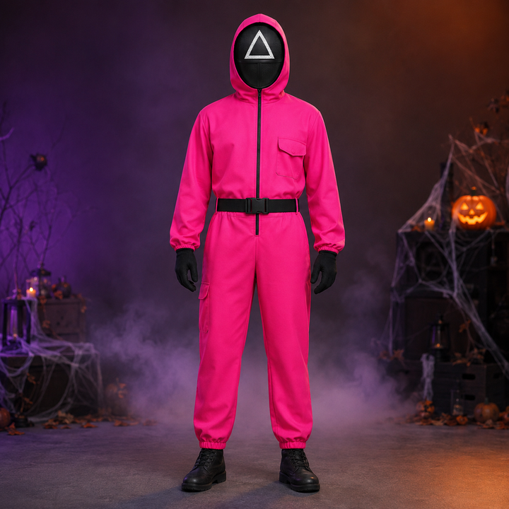Adult Jumpsuit Costume with Mask Halloween Cosplay Set Squid Game Guard